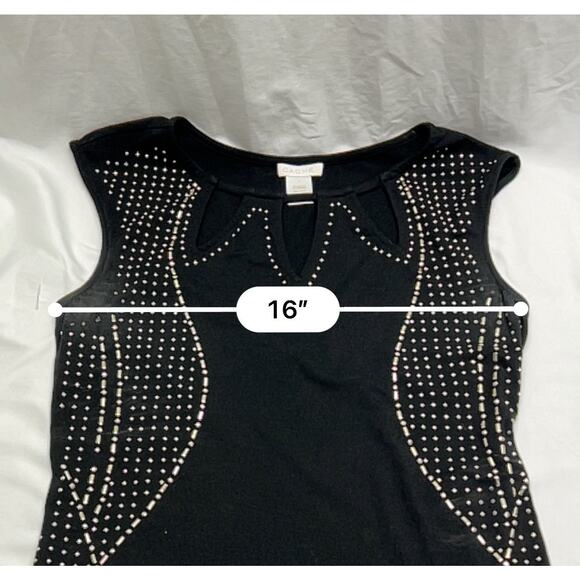 Cache Embellished Keyhole Neckline Studded Body Hugging Lines Stretch Top Size S - Picture 5 of 8